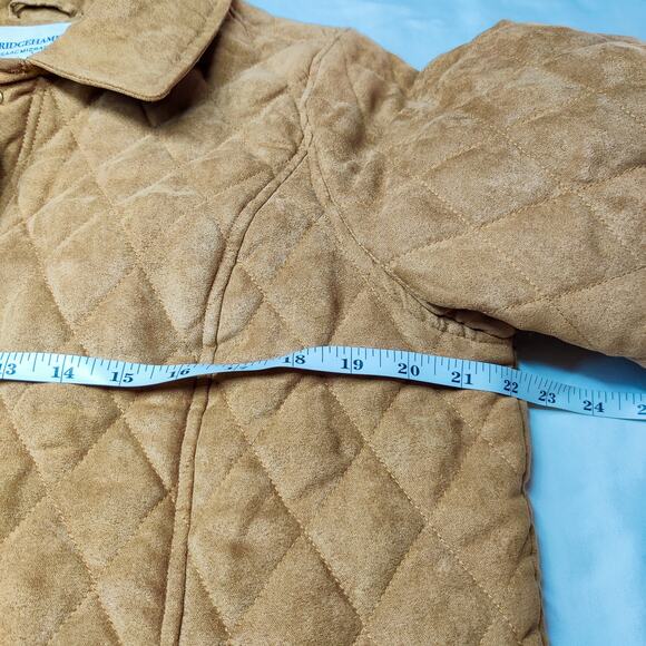 Bridge Hampton Isaac Mizrahi Faux Suede Quilted Barn Coat Medium Tan Western - Picture 13 of 14